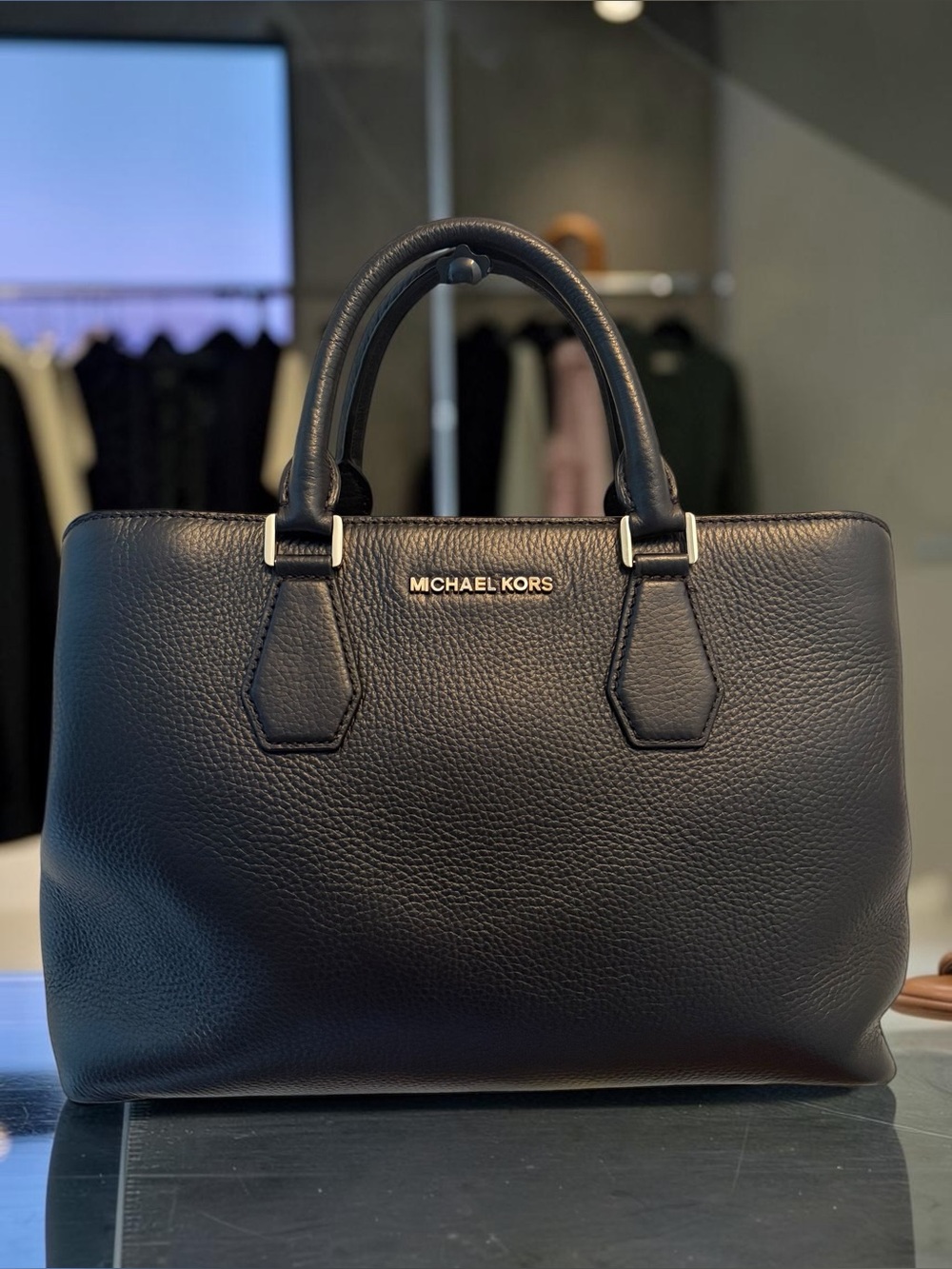 Michael Kors Black Pebbled Leather Satchel - Classic Women's Handbag